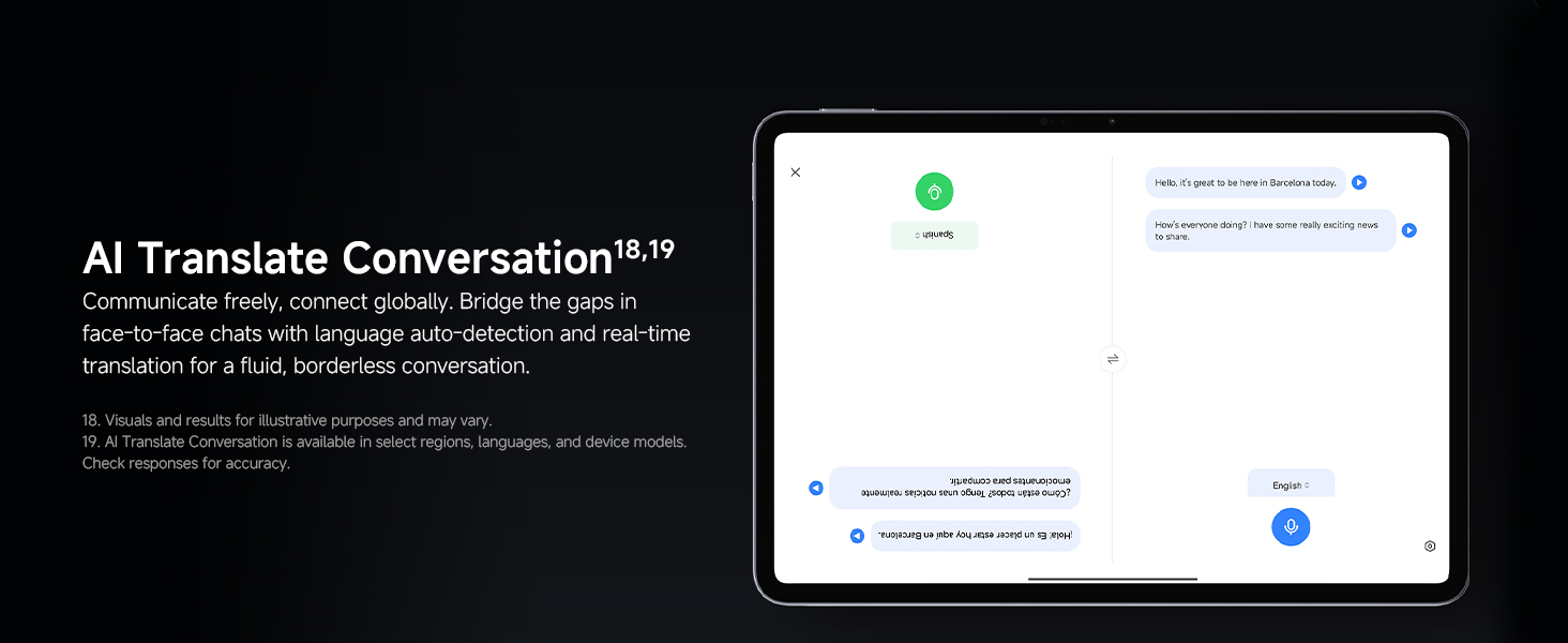 Text reads 'AI Translate Conversation™'. Screenshot showing messaging interface with translation capabilities.