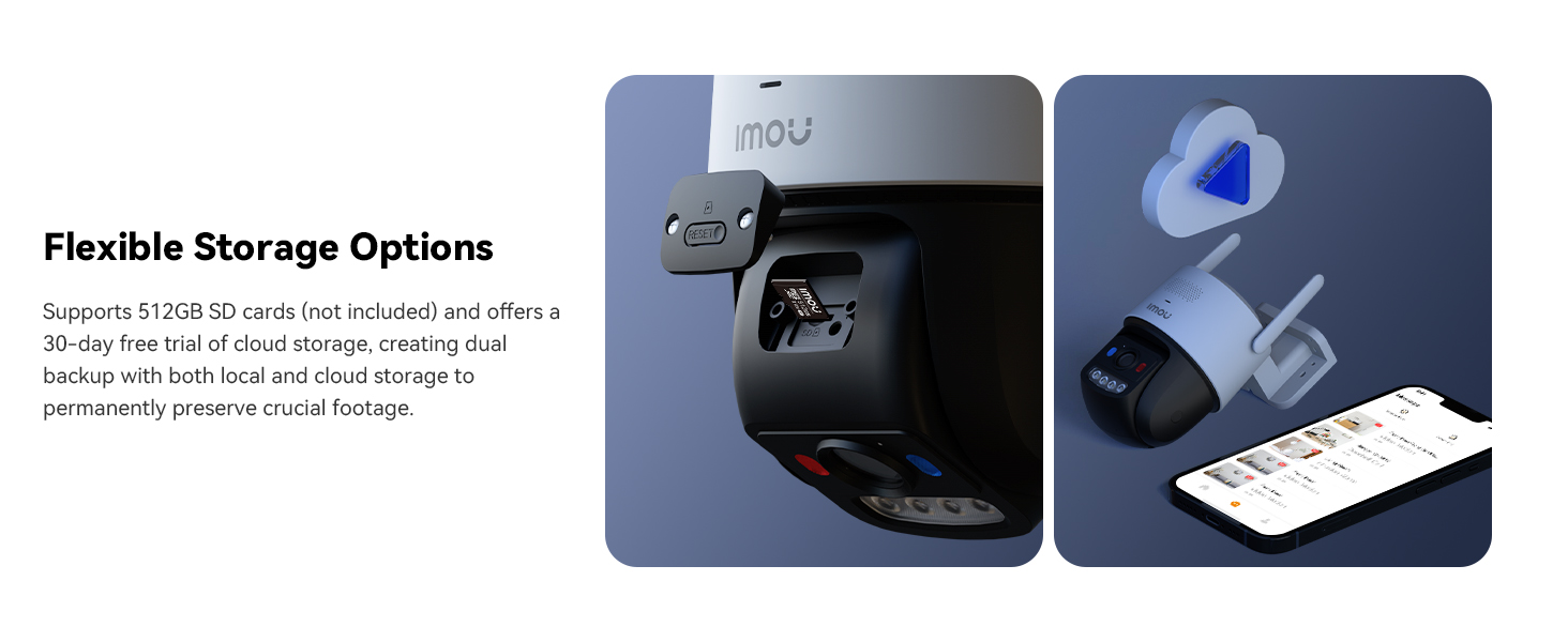 Text reads 'Flexible Storage Options'. Multiple product images showing a device with storage capacity and organizational features, demonstrating flexible mounting and storage configurations.