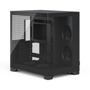 Fractal Design Pop 2 Vision Black Panoramic Glass PC Gaming Case - Dual-Chamber Layout - Four Reverse Fans Included – Reverse Connector & ATX/E-ATX/mATX/ITX