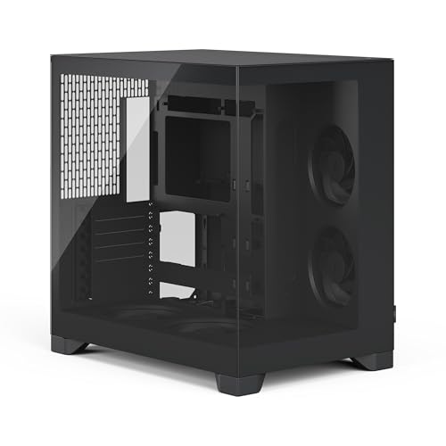 Fractal Design Pop 2 Vision Black Panoramic Glass PC Gaming Case - Dual-Chamber Layout - Four Reverse Fans Included – Reverse Connector & ATX/E-ATX/mATX/ITX