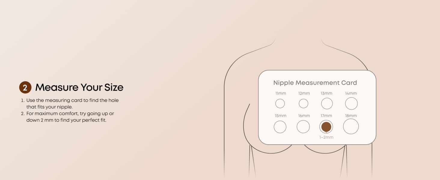 Text reads 'Measure Your Size' with measurement instruction guide. Beige background with clothing measurement diagram showing sizing points and reference circles for proper fit determination.