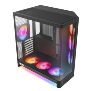NZXT H6 RGB+ Compact Dual-Chamber ATX PC Case - Pre-Installed RGB Fans & Control Hub Lite - 360mm Radiator - Back-Connect Ready - Seamless Curved Glass - Black