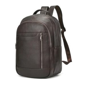 Large Capacity Black Leather Backpack for Men