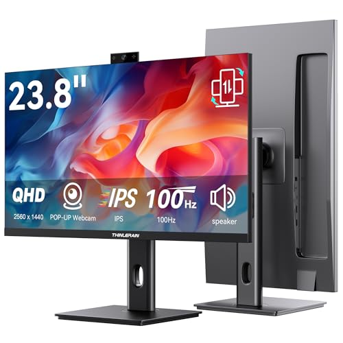 23.8 Inch Monitor with Pop-Up Webcam - 2K 2560 x 1440 IPS Computer Monitor