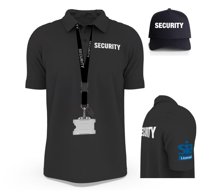 Printed Black Security Polo Shirt