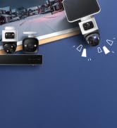 Multiple angles of a white electronic device with display screen, showing different views and operational positions.