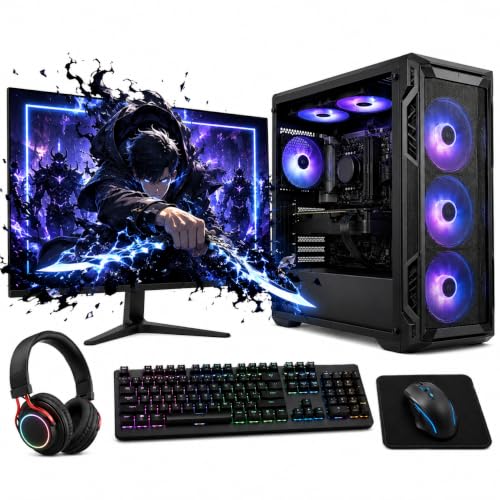Stunning Core i7 RTX 3050 Gaming Desktop Bundle | 16GB RAM | Ultra-Fast 256GB SSD + 1TB HDD | Complete RGB PC System with 22" Monitor & Gaming Accessories