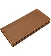 Yevabo Vintage Full Grain Genuine Leather Long Bifold Wallet for Men, Multiple Card Slots, Zipper...