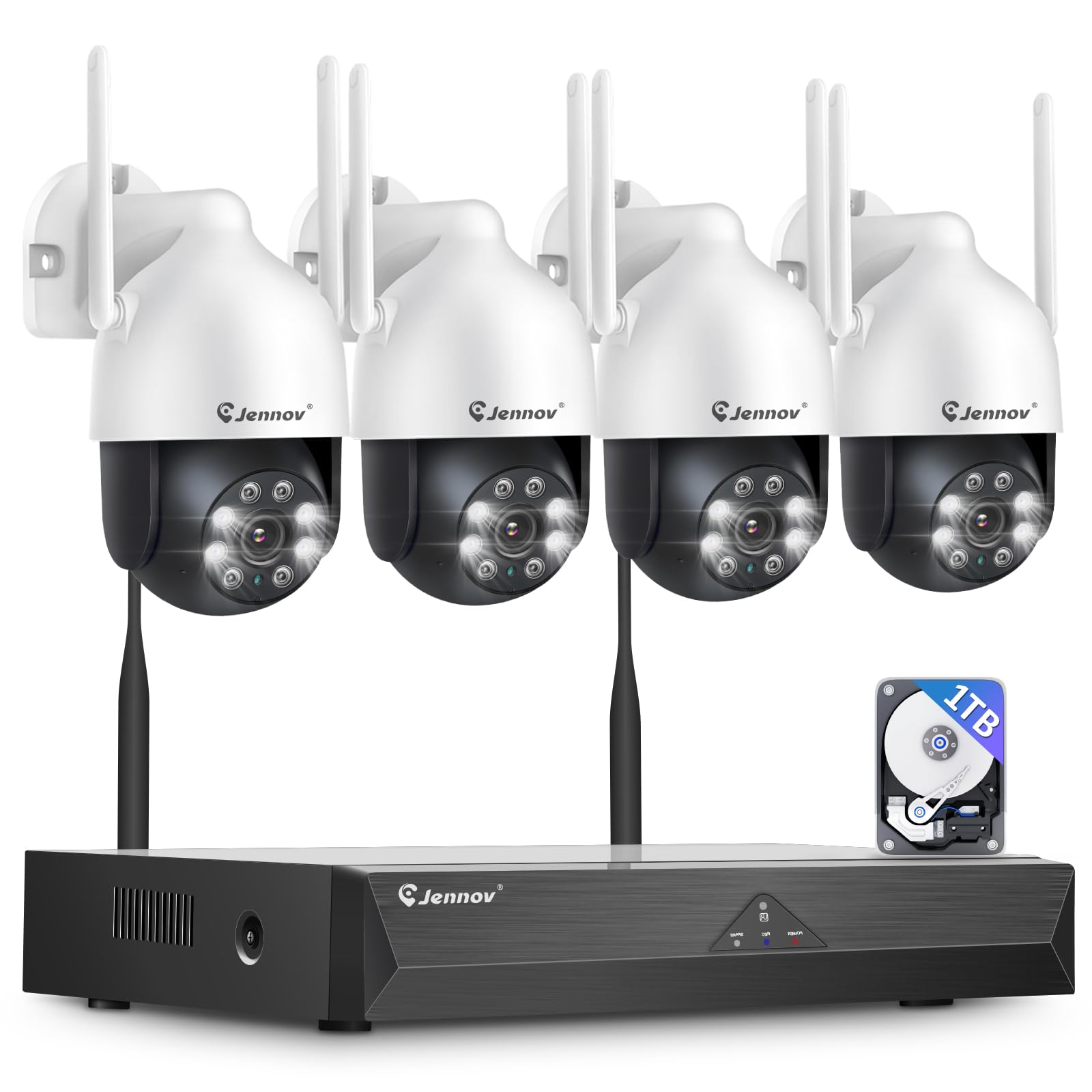 Jennov【5MP+360°PTZ】Wireless Security Camera System