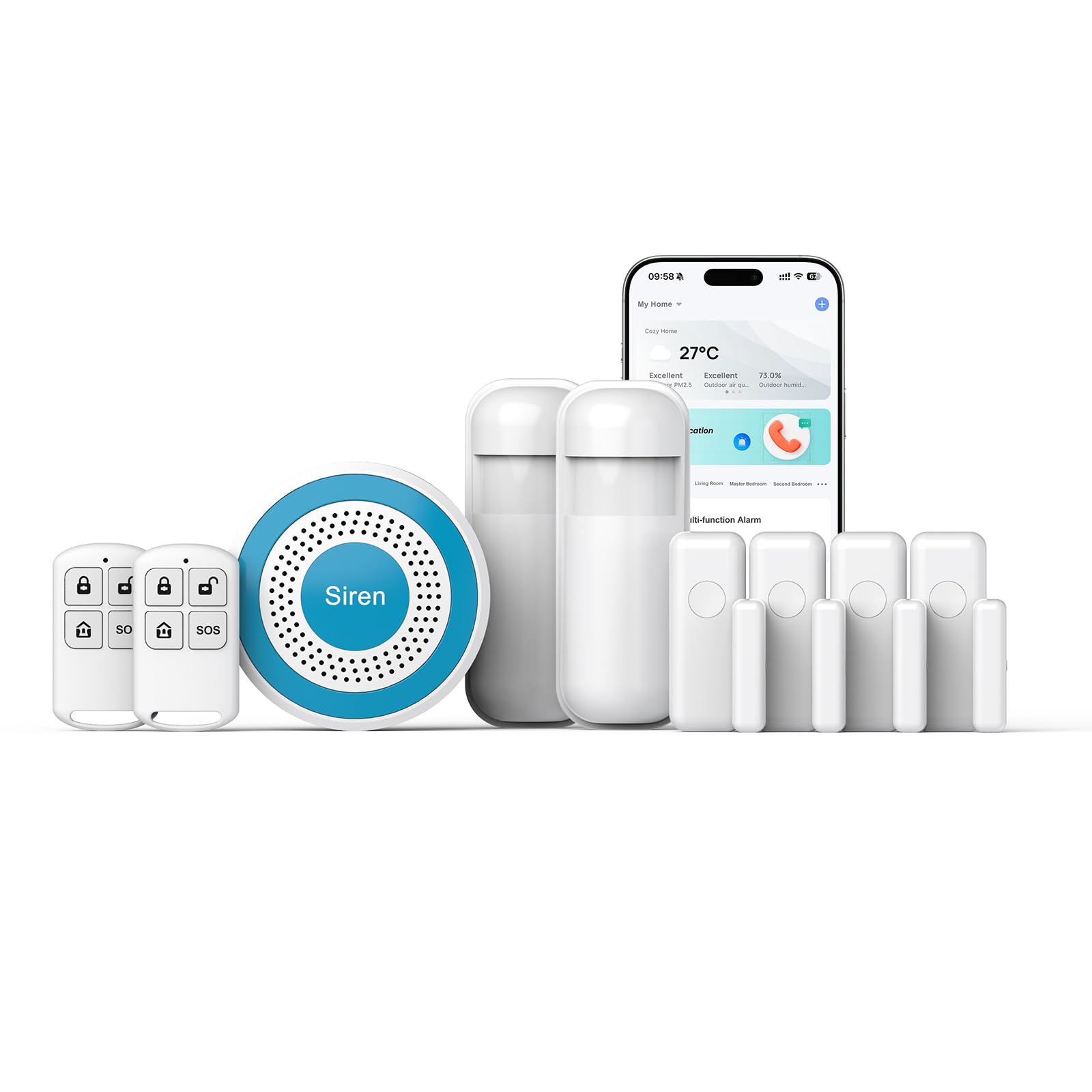Smart Home Security Systems - 9-Piece Wireless Alarm Kit