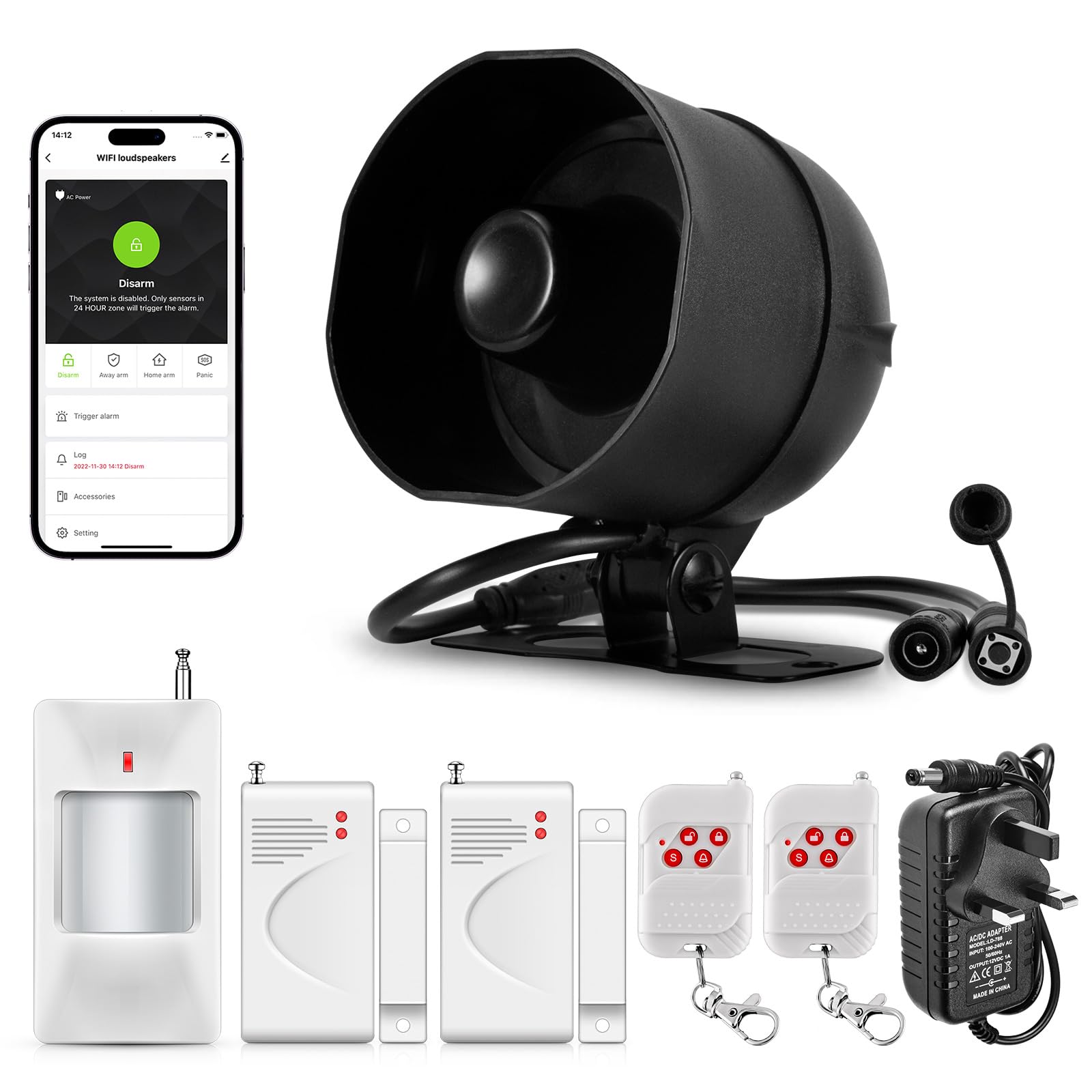 WiFi Security Burglar Door Alarm System Kit for Garage Shed House Hotel Shop Apartment