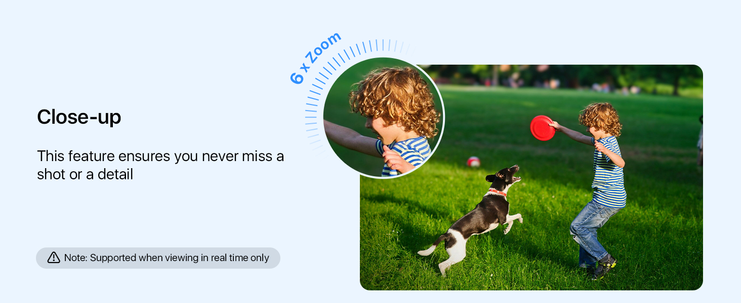 Text reads 'Close-up' and 'Stay featured even if you never miss a day of class.' Children playing outdoors on grass with ball, demonstrating active lifestyle.