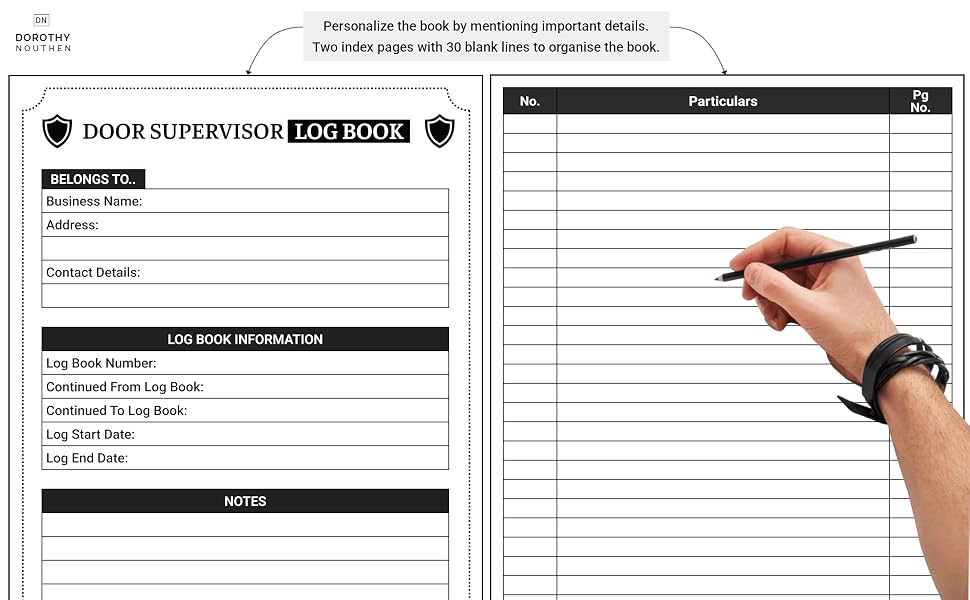 Book Belongs to and Index Pages