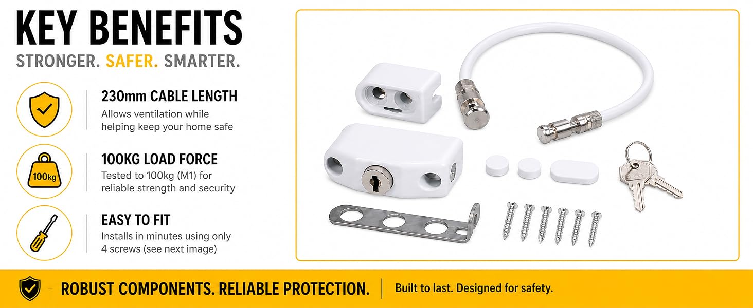 Text reads: 'THE SECRET IS THE BRACKET' in bold, 'FEATURES AT GLANCE' section with technical specifications, and 'DON'T WRINKLE, DON'T SHAKE, DON'T STRETCH' in yellow banner. Infographic showing bracket design with labeled components and features.
