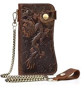 Yevabo Genuine Leather Long Wallet, Double Zipper Large Capacity Wristlet Purse Multi Pocket Card...
