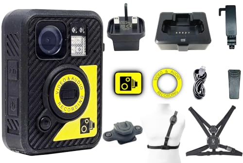 BR5 Body Worn Camera Internal Memory Wearable Body Cam Bodycam Bodyworn Personal Protection 1512P 2K Video and Audio Recording Security CCTV (BR5-X 128GB With Klick Fast Straps)