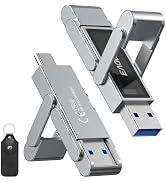 32GB Dual USB Flash Drive, USB-C & USB-A Metal Swivel Thumb Drive, Portable Memory Stick for iPho...