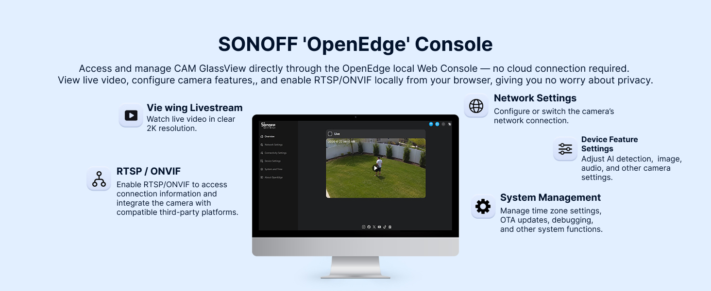 Text reads 'SONOFF OverBridge Console'. Detailed instructional diagram showing smart home device setup, connection points, and operational interface with specifications.