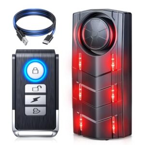 EXTRACTME 115dB Car Vibration Alarm System with Wireless Remote & Red Light                                                          Rechargeable Van Alarm