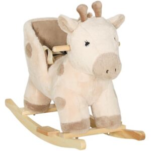 AIYAPLAY Rocking Horse Giraffe Design for Toddlers 1-3 Years Beige                                                          Stable Plush Ride on Horse