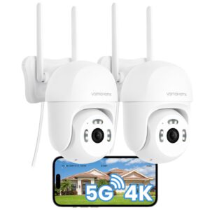8MP 4K Outdoor Security Camera 2 Packs，360 PTZ WiFi Camera for Home Security System，Plug-in Wired Outdoor Cameras
