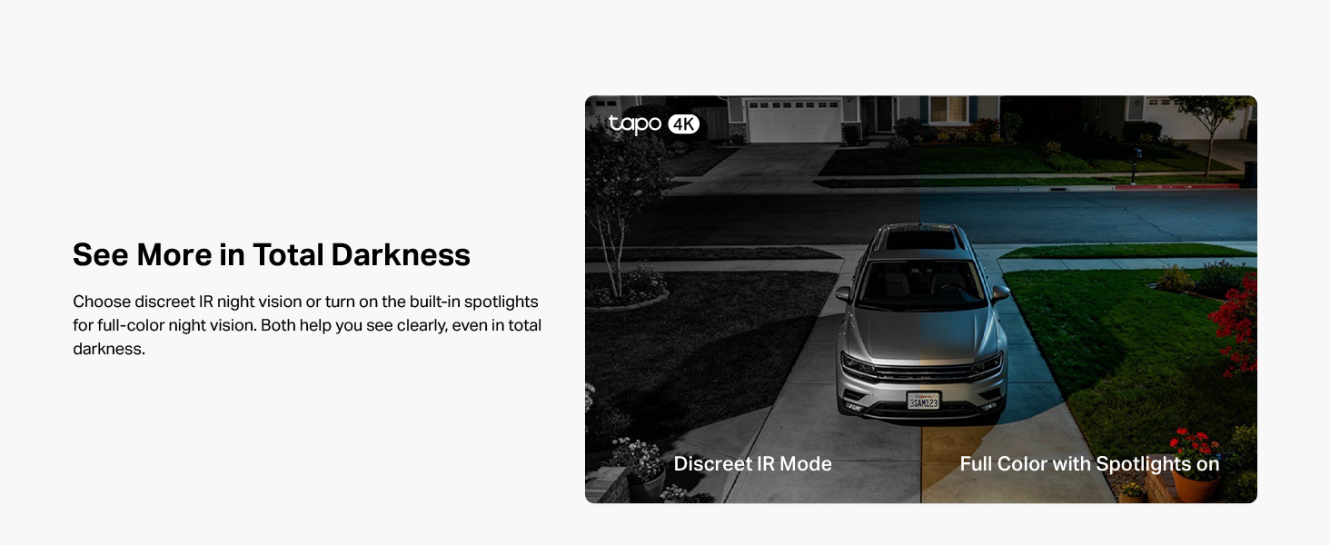 Text reads 'See More in Total Darkness'. Screenshot from video interface showing outdoor vehicle scene with navigation or camera display controls.
